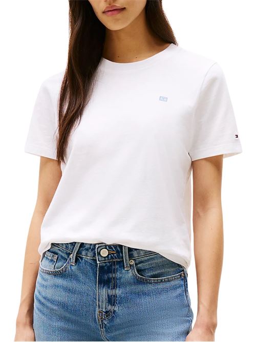 T-shirt donna bianca in cotone Tommy Hilfiger | WW0WW45522YCF
